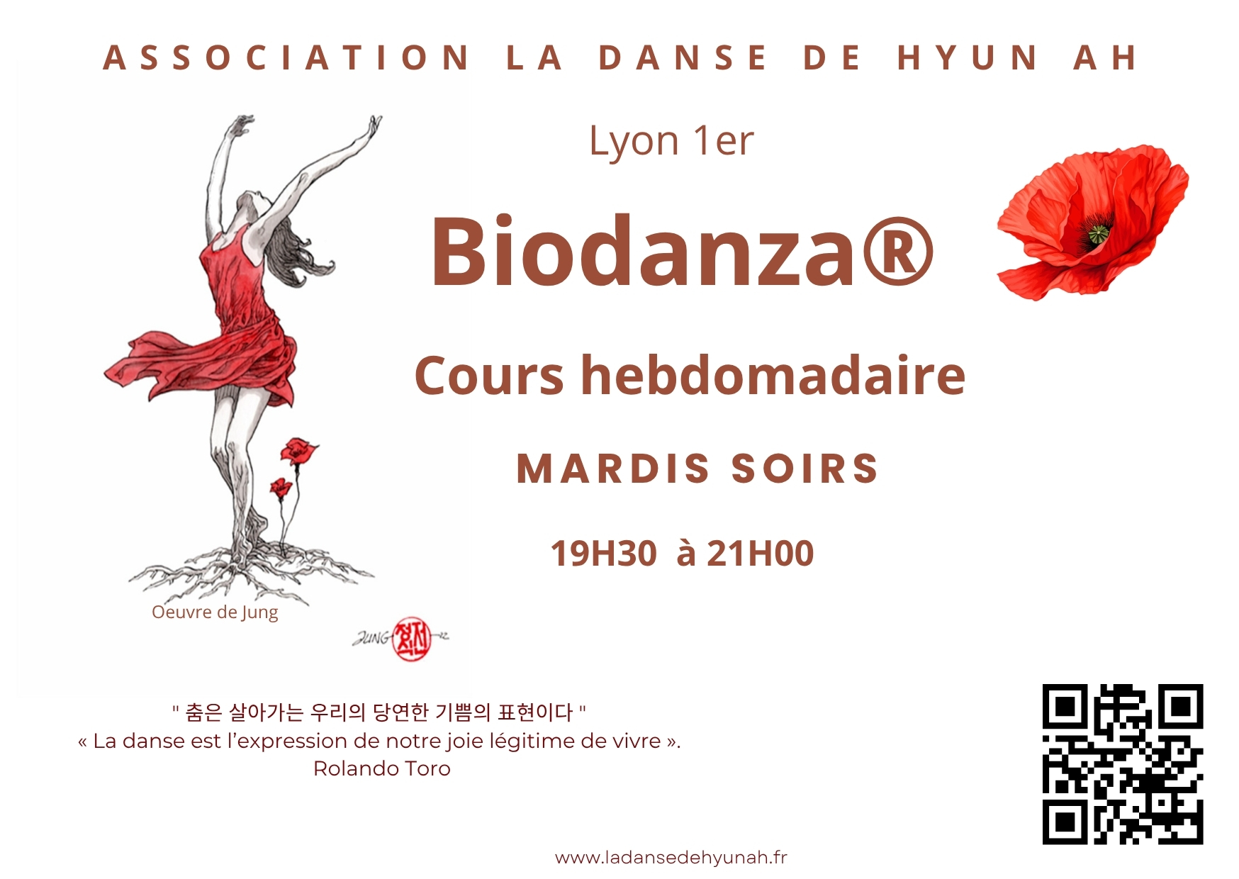 Cours hebdomadaire les mardis soirs de 19Hà 21H à Lyon 1er
